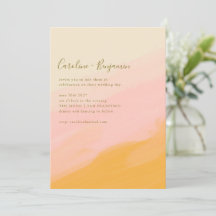 Boho Simple Watercolor Pink Yellow Script Wedding