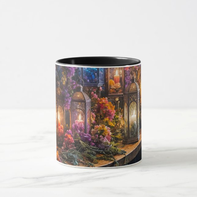Boho Sinti und Roma Bohemisch Lanterns Kerzen Tasse (Zentrum)