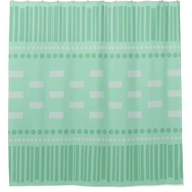 Boho skandinavische Lines Dots Mint Green Duschvorhang (Vorderseite)