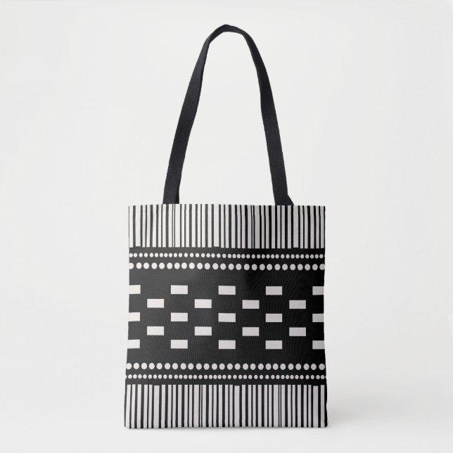 Boho skandinavische Linien Dots Schwarz-weiß (Vorderseite)