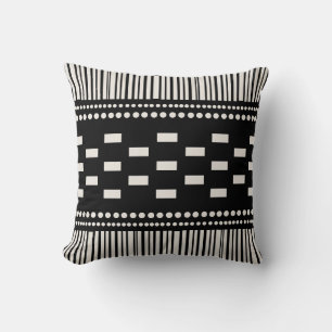 Boho skandinavische Linien Dots Schwarz-weiß Kissen