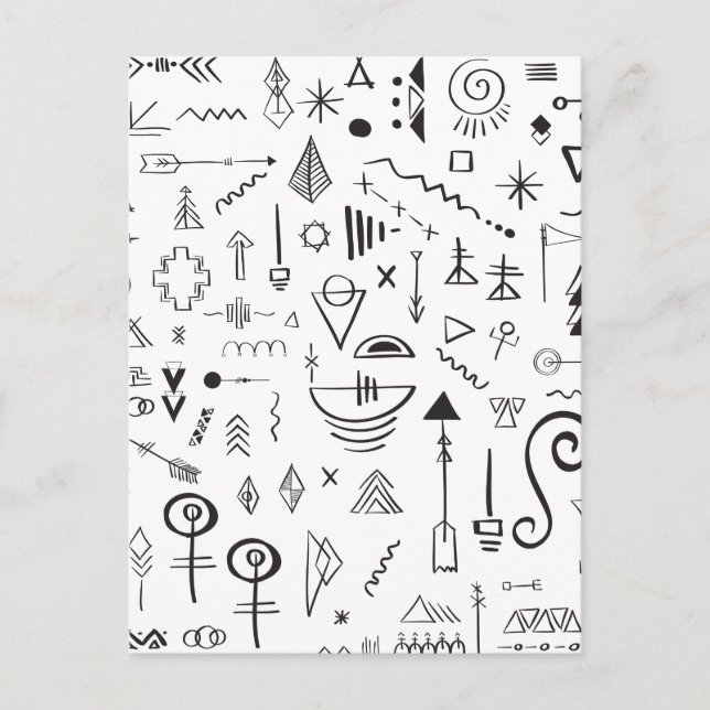 Boho-Skizzenmuster mit Doodle-Elementen Postkarte (Vorderseite)