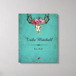 Boho Skull Blume Name Wall Leinwand