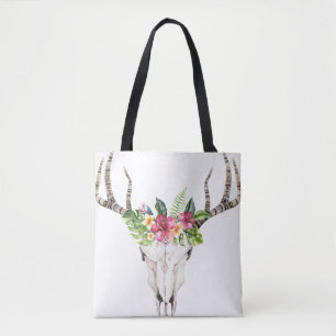 Boho Skull Bouquet Tote Bag
