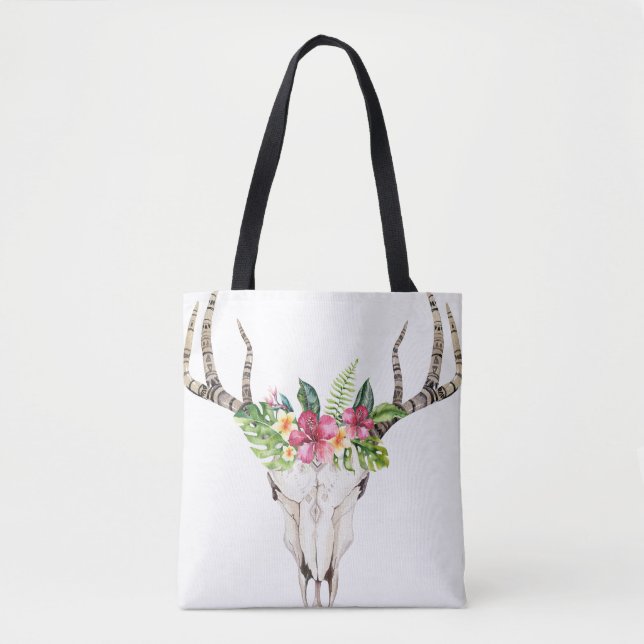 Boho Skull Bouquet Tote Bag (Vorderseite)