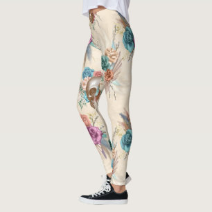 Boho Skull mit Blume Leggings