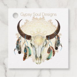 Boho Skull mit Feathers Geschenkanhänger