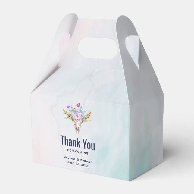 Boho Skull mit Schmetterlingen und Blume Vielen Da Geschenkschachtel (Vorderseite)