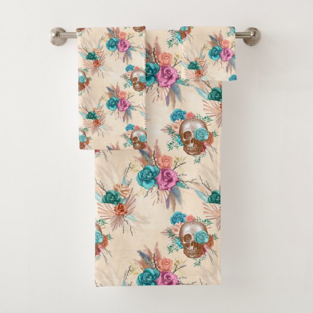 Boho Skull Serie Design 3 Badhandtuch Set (Insitu)