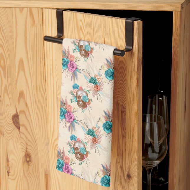 Boho Skull Serie Design 3 Geschirrtuch (Drittel gefaltet)