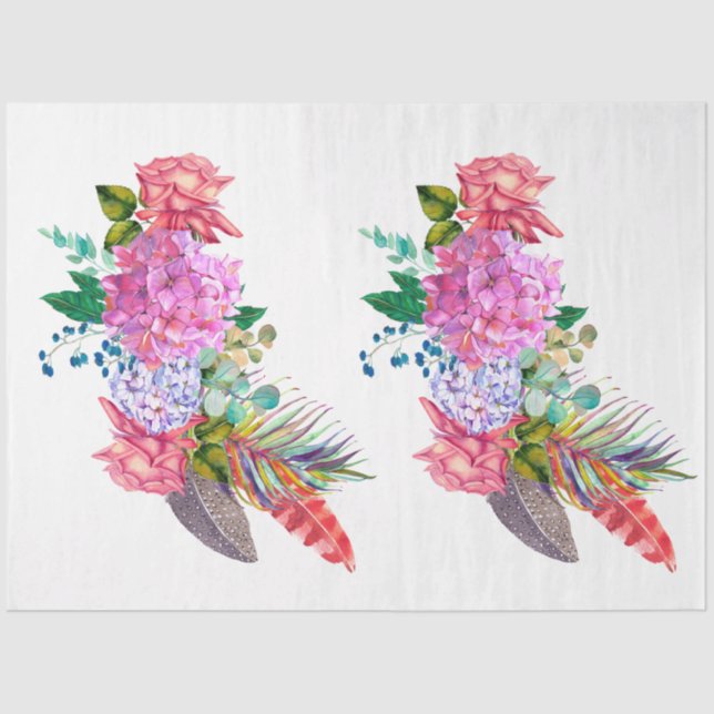 Boho Skull und Blume Serie Design 6 Seidenpapier (Vorderseite)