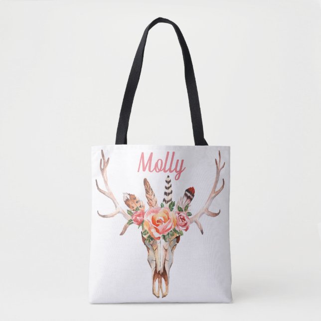 BoHo Skull Watercolor Market Bag Zwei Designs (Vorderseite)