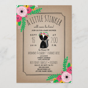 Boho Skunk Floral Cardstock Inspiriert Babydusche Einladung