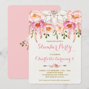 Boho Slumber Party Dreamcatcher Birthday Sleepover Einladung