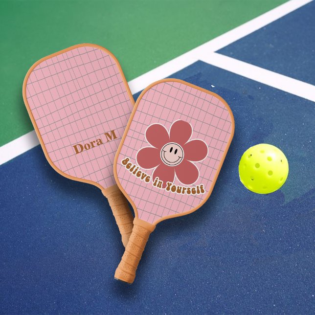 Boho Smiley Good Vibes Caramel Pink Individuelle N Pickleball Schläger (Von Creator hochgeladen)
