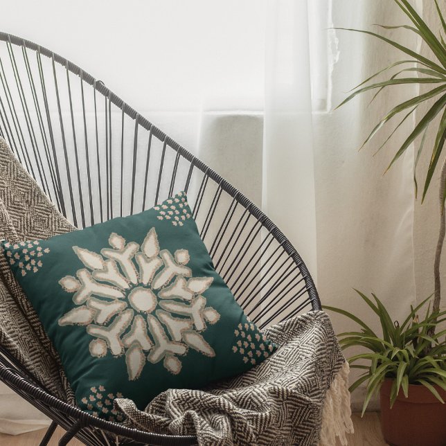 Boho Snowflake Green Throw Kissen (Von Creator hochgeladen)