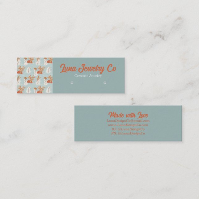 Boho Snowmen Jewelier Business Card Mini Visitenkarte (Vorne/Hinten)