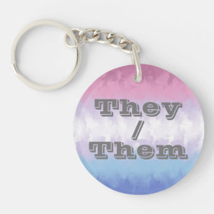 Boho Soft anpassbare Pronomen Bigender Pride-Flagg Schlüsselanhänger