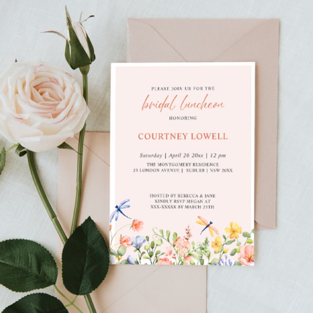 Boho Soft Blume und Dragonflies Bridal Luncheon Einladung (Von Creator hochgeladen)
