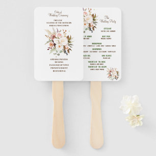 Boho Soft Colored Rose Wedding Program Fans Fächer