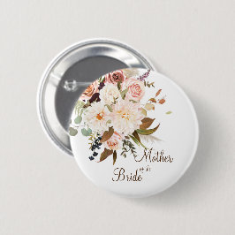 Boho Soft farbige Rose/weiße Blume Hochzeit Button