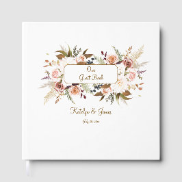 Boho Soft farbige Rose/weiße Blume Hochzeit Gästebuch