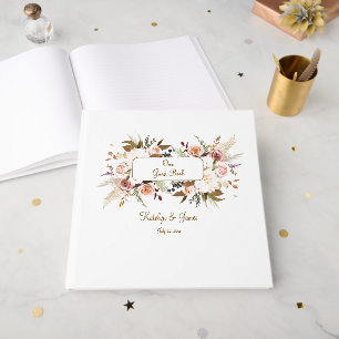 Boho Soft farbige Rose/weiße Blume Hochzeit Gästebuch