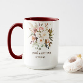 Boho Soft farbige Rose/weiße Blume Hochzeit Tasse