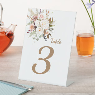 Boho Soft farbige Rose/weiße Blume Sockelschild