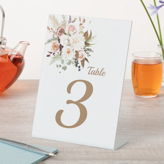 Boho Soft farbige Rose/weiße Blume Sockelschild (In Situ)