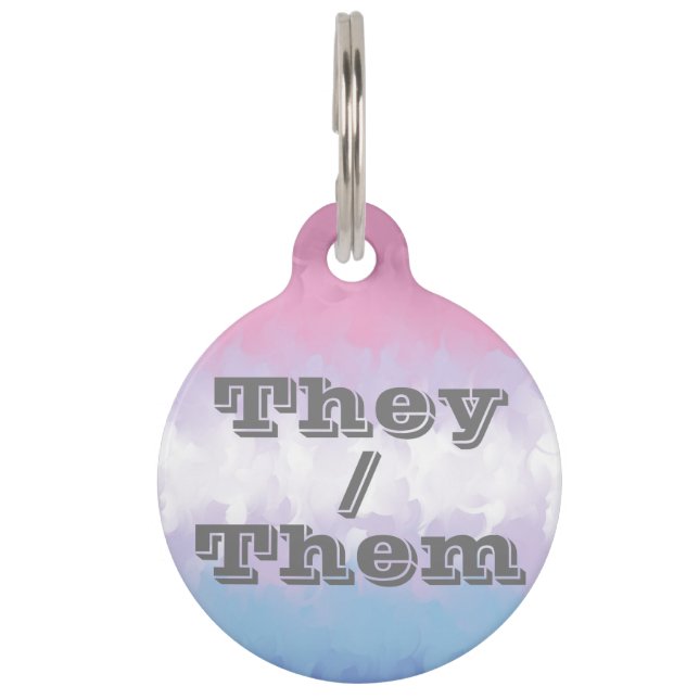 Boho Soft, individualisierbare Pronoun Bigender Pr Haustiermarke (Vorderseite)
