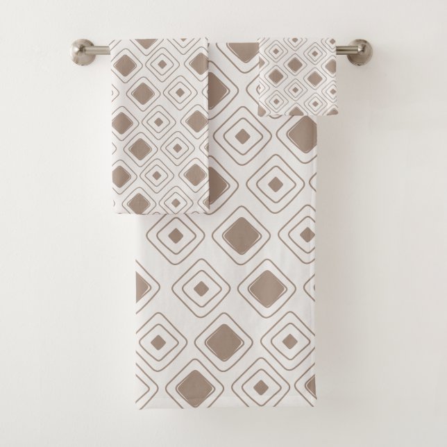 Boho Soft Neutral Tribal Geometric Aztec Muster Badhandtuch Set (Insitu)