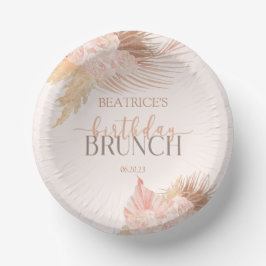 Boho Soft Pink Blume Birthday Brunch Party Pappteller