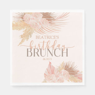 Boho Soft Pink Blume Birthday Brunch Party Serviette