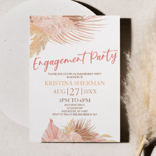 Boho Soft Pink Blume Engagement Party Einladung