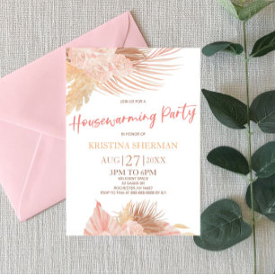 Boho Soft Pink Blume Housewarming Party Einladung