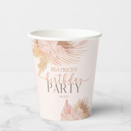 Boho Soft Pink Floral Blume Geburtstagsparty Pappbecher