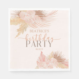 Boho Soft Pink Floral Blume Geburtstagsparty Serviette
