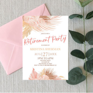 Boho Soft Pink Floral Blume Ruhestand Party Einladung