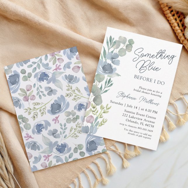 Boho Something Blue Floral Shower Invitation Einladung (Von Creator hochgeladen)