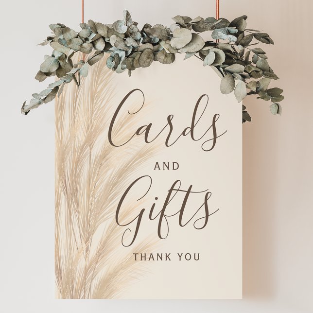 Boho Sommer Pampas Gras Hochzeit Karte Geschenke Poster (Boho summer pampas grass wedding Card gifts Poster)