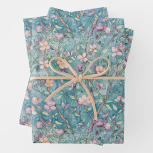 BOHO SOMMER WILDBLUMEN FLORAL  GESCHENKPAPIER SET