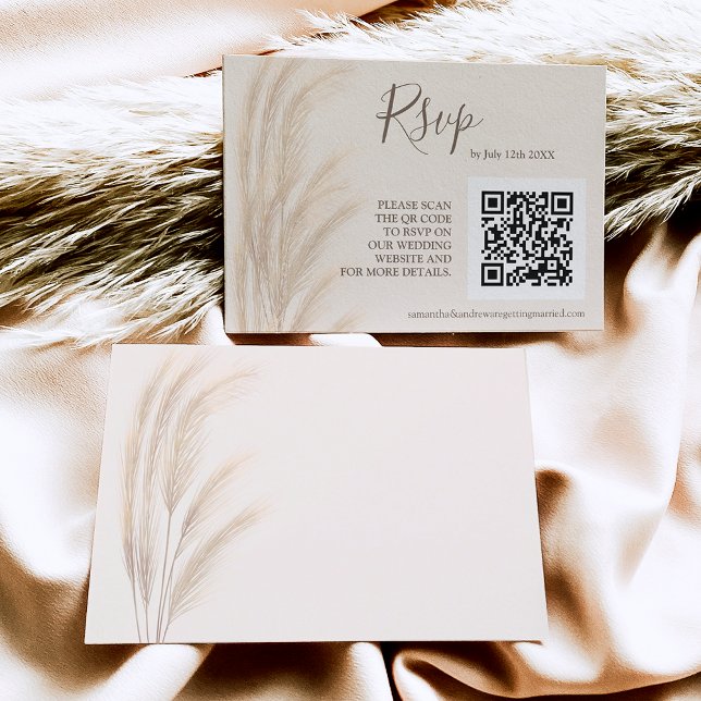 Boho Sommerpampas Gras Aquarell uAwg qr Code RSVP Karte (Von Creator hochgeladen)