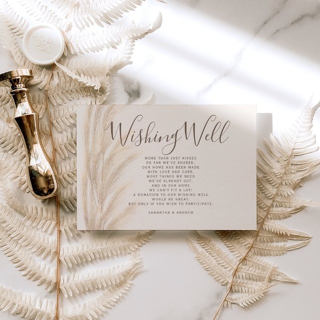 Boho Sommerpampas Gras wünschend gute Hochzeit Begleitkarte (Von Creator hochgeladen)