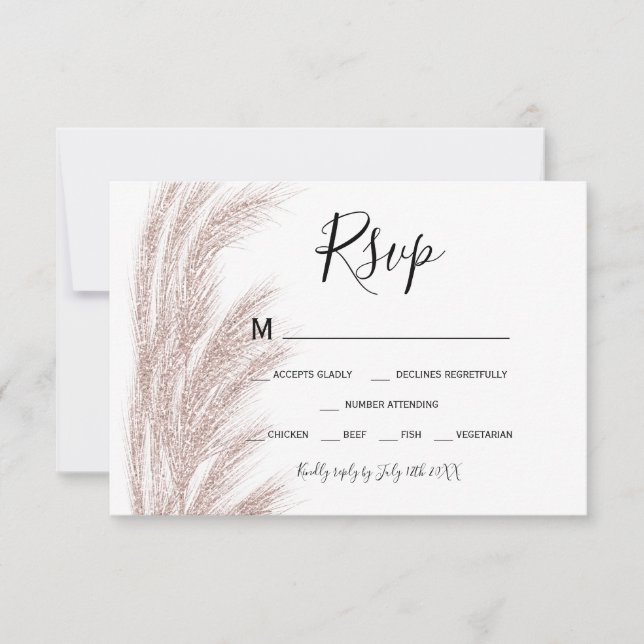 Boho Sommerpampas Rose Gold uAwg RSVP Karte (Vorderseite)