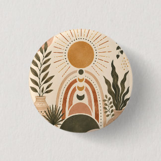 Boho-Sonne & Botanische Kunst Button