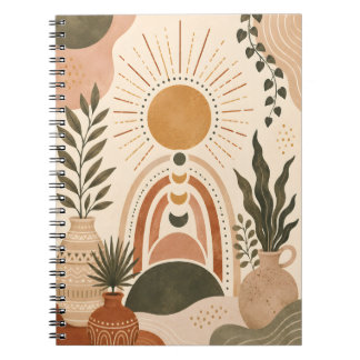 Boho-Sonne & Botanische Kunst Notizblock