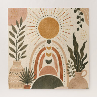 Boho-Sonne & Botanische Kunst Puzzle