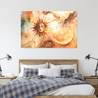 Boho Sonne & Mond | Minimaler Himmelsschmuck für Z Leinwanddruck