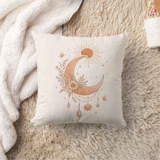 Boho-Sonne- und Mond-Blumen-Kissenbezug Kissen